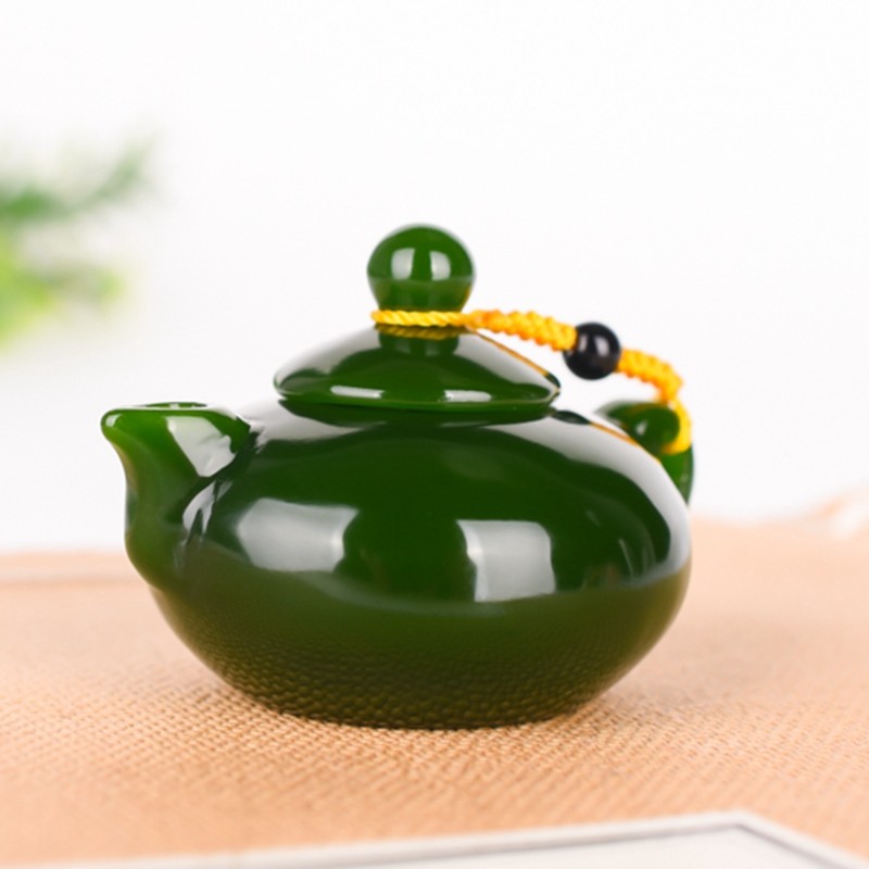 新疆和田玉白玉酒壶手把件菠菜绿碧玉把玩件文玩小摆件水酒壶男款