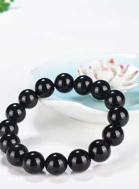 黑曜石本命年招财手饰品水晶单圈