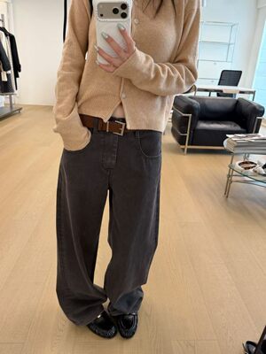 【oker.】高品质水洗工艺休闲直筒裤牛仔裤烟灰色百搭有型秋冬