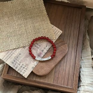 年年有余岁岁安”999足银国风中式红玛瑙足银鱼管手串秋冬新款
