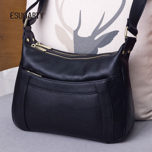 真皮斜挎包女单肩妈妈包大容量