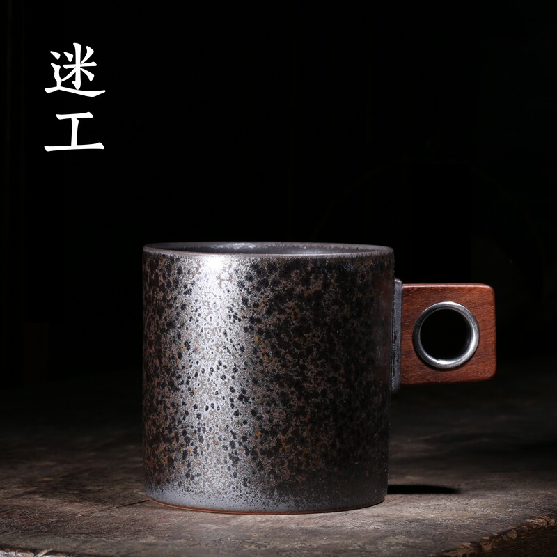 台湾陶艺家章格铭 迷工造物 天目釉马克杯 黑曜斑水杯大茶杯