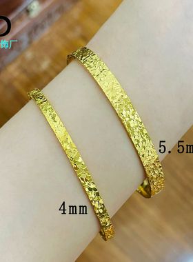 热款轻奢感碎碎冰金手镯三面车花亮片女士手环首饰品亮瞎小众清纯