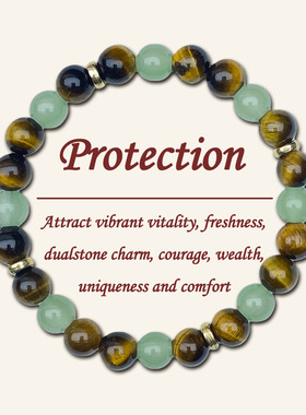 跨境爆款手链天然虎眼石双石吸引活力清新勇气财富独特珠串手串珠