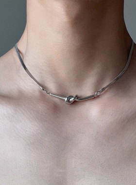 嘻哈冷淡风打结趣味蛇骨链短款钛钢男款项链女锁骨链不掉色毛衣链