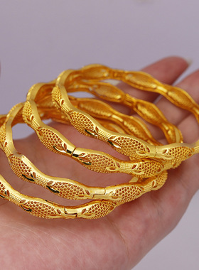 一个中东跨境镀24K金可开口镂空手镯迪拜欧美女式约会百搭首饰品