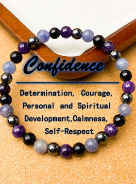 跨境爆款手链天然 8mm蓝东陵自信能量增强决心勇气自我手工串珠TK