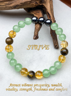 temu希音TK跨境爆款手链天然绿玻璃黄水晶虎眼石拼接手链吸引活力