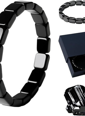 跨境亚马逊热销赤铁矿黑胆石弹力方形串珠男女时尚手链厂家批发