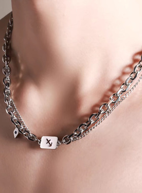 十二星座项链男通体钛钢不掉色双层链条女百搭夏季百搭手链组合