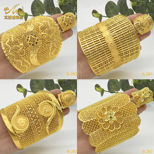 热销花朵手镯不掉色饰品开口铜手镯戒指时尚欧美婚礼女士大手镯批