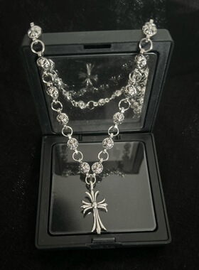 复古十字架项链男街头嘻哈潮牌吊坠手工链情侣配饰欧美复古十字架