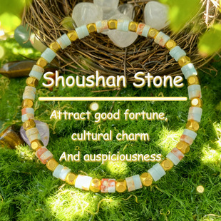 temu希音TK跨境爆款手链寿山石手串厂家直供新款彩色石珠手链简约