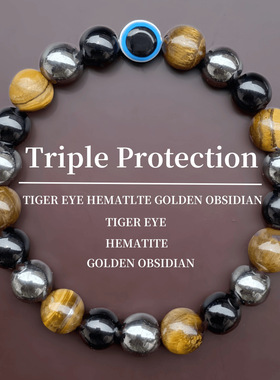 temu希音tk跨境爆款手链虎眼石黑胆石黑曜石恶魔之眼工厂现货