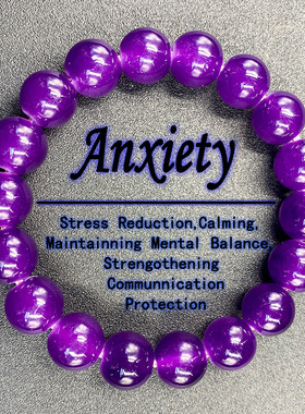 10mm葡萄紫玻璃防紫水晶琉璃圆珠手链跨境热销款手链地摊节日赠品