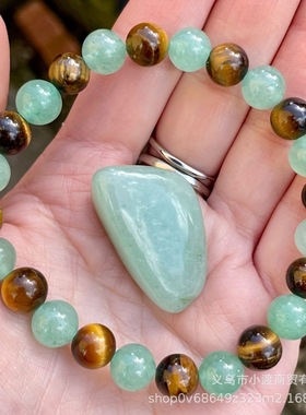 天然虎眼石手链绿东陵手链财富手链temu速卖通tk跨境爆款天然手链