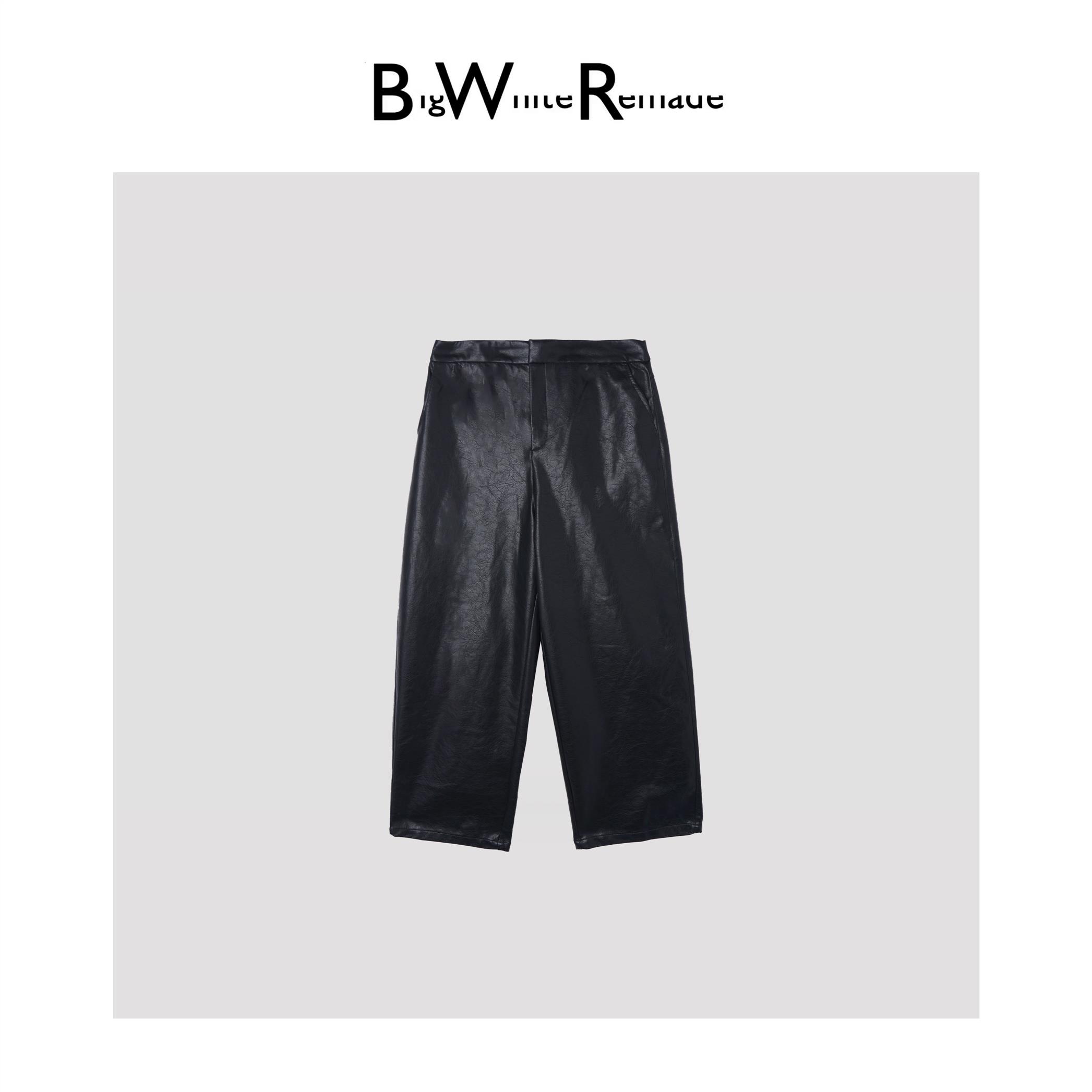 “气泡裤”蛋白皮赫本黑休闲裤D5L12-1