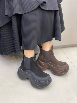 切尔西靴女2025秋季新款复古百搭厚底增高舒适休闲短靴女烟筒靴女