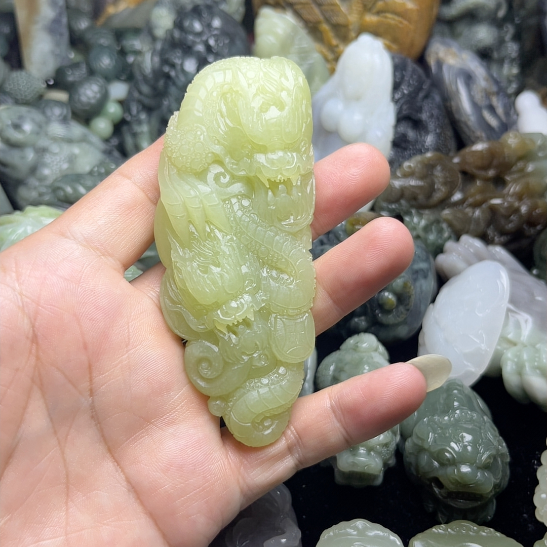 黄玉双龙闹海手把