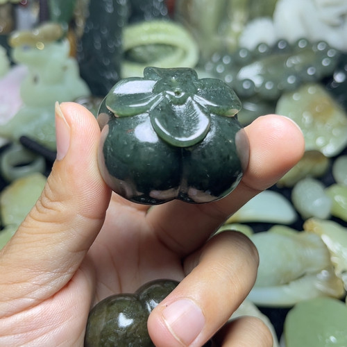 青玉柿子手把