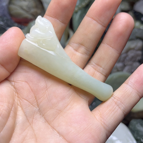 糖玉貔貅烟嘴手把