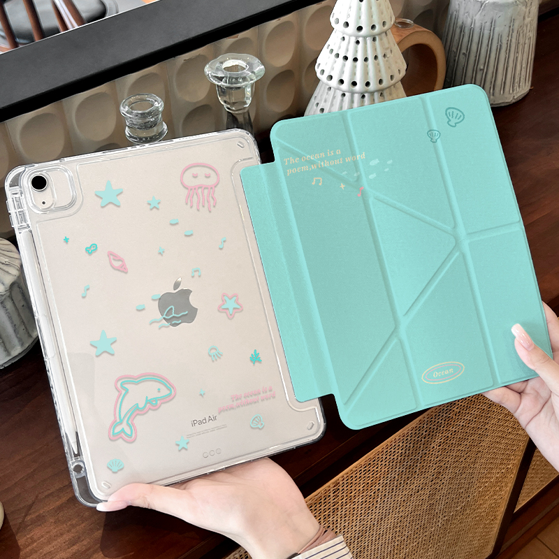 Y型带笔槽亚克力适用苹果平板壳