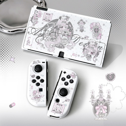 哥特洛丽塔风适用任天堂Switch保护套插画师原创分体防摔硬壳ns配件switcholed保护壳手柄套Switch2薄暗黑风