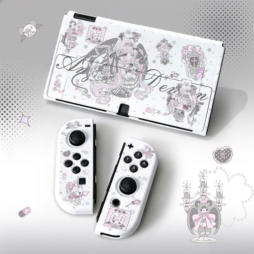 哥特洛丽塔风适用任天堂Switch保护套插画师原创分体防摔硬壳ns配件switcholed保护壳手柄套Switch2薄暗黑风