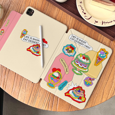 ipadpro2025保护壳适用苹果ipad11代磁吸平板mini7套air7带笔槽甜品卡通iPad10无边框轻薄搭扣双面夹防弯