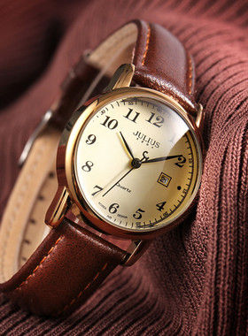 正品聚利时复古女表简约数字日历休闲手表女时尚潮流防水学生腕表