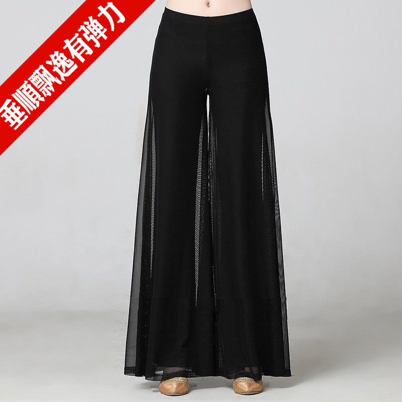 国标拉丁飘逸网纱大脚裤交谊舞女