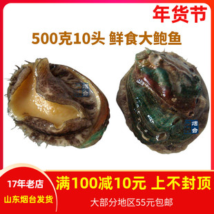 鲜食鲍鱼未调味速冻即食470g包邮烟台特产盘鲍熟鲍鱼贝类山盟海市