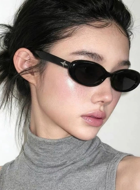 jennie复古GM猫眼椭圆框墨镜女