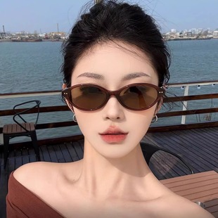 26新款 赫本太阳眼镜女 超轻椭圆窄框猫眼墨镜yaoll高级感宋茜同款