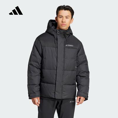 adidas阿迪达斯羽绒服男2024冬季鹅绒户外抗风连帽保暖外套IX7924