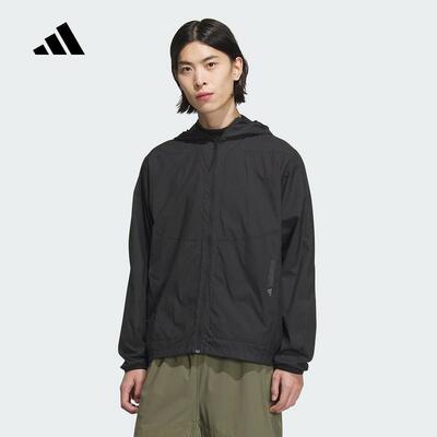 adidas阿迪达斯外套男新款夏季梭织防晒衣运动休闲连帽夹克JZ8401