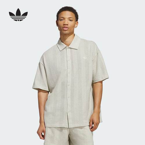 adidas阿迪达斯三叶草短袖男2025夏季宽松运动翻领透气T恤JP0653