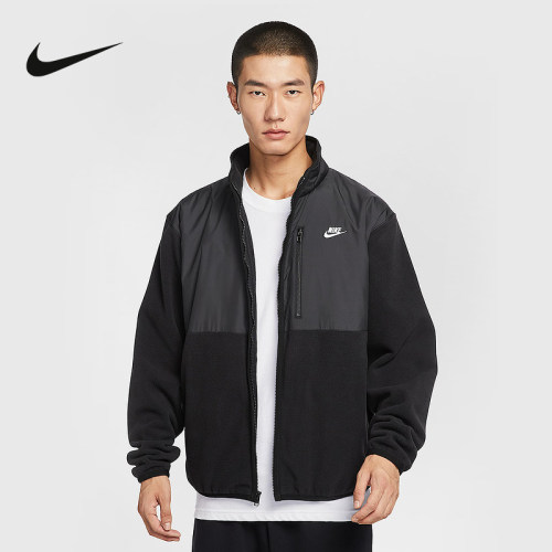NIKE耐克运动外套男2025冬运动休闲拼接摇粒绒立领夹克IM9453-010