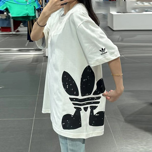 adidas阿迪达斯三叶草短袖男2024夏季大LOGO休闲T恤JD3246 JD3247