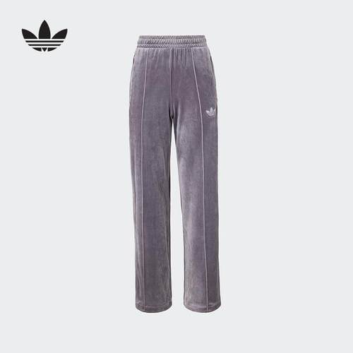 阿迪达斯三叶草女裤2024冬季新款休闲水钻设计运动直筒长裤JY0215