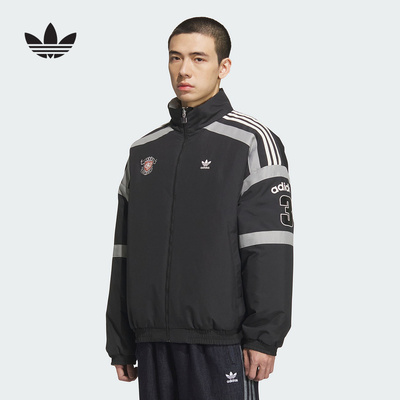 阿迪达斯三叶草外套男士2025冬两面穿休闲防风立领棉服夹克KC0093