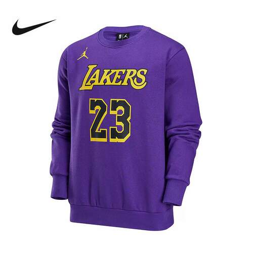 耐克运动卫衣男24冬季新款洛杉矶湖人队NBA加绒套头衫DN4718-508
