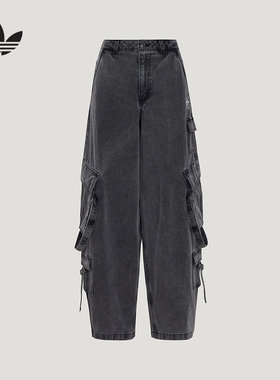 阿迪达斯三叶草女裤2026春工装裤宽松休闲运动长裤KU9536 KU9535