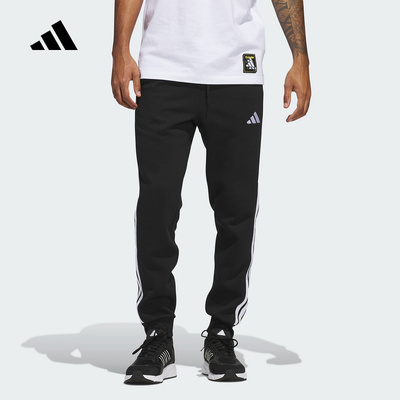 adidas阿迪达斯运动裤男2025冬三条纹针织加绒长裤 JD1861 JE6318