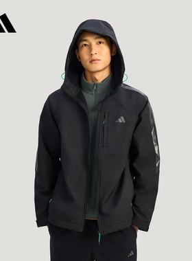 adidas阿迪达斯外套男2026春保暖连帽抓绒梭织夹克KR2496 KR2497