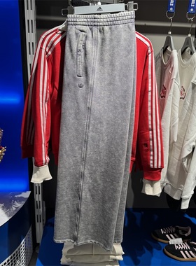阿迪达斯三叶草女裤24冬季新款阔腿裤休闲运动宽松直筒长裤IY7399