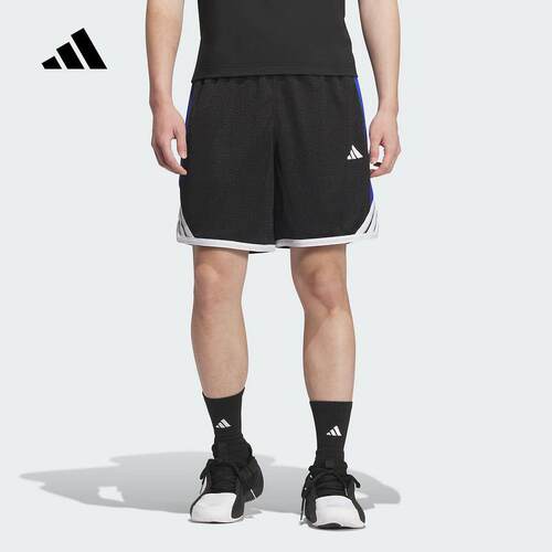 adidas阿迪达斯短裤男25夏针织篮球风运动休闲宽松五分裤黑JN0745