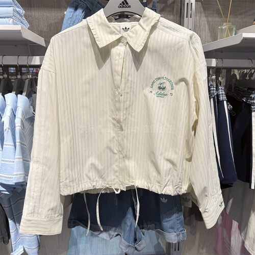 阿迪达斯三叶草外套女装秋季休闲短款翻领防风夹克KX6884 KX6897
