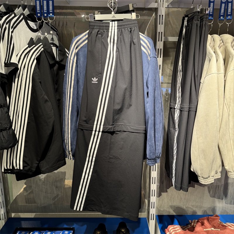 阿迪达斯三叶草女裤2024冬季新款梭织长裤宽松喇叭运动裤 KA2760