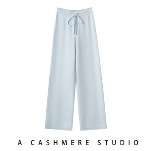 外穿 拖地长裤 山羊绒阔腿裤 女秋冬高腰垂感宽松加厚直筒羊毛针织裤